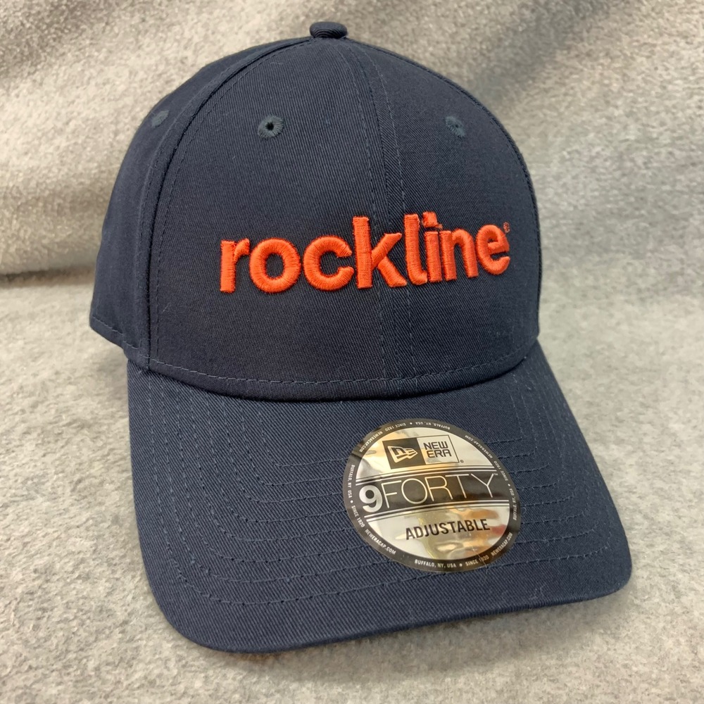 Rockline Logo Mens Navy Blue New Era 9FORTY Adjustable Baseball Hat OSFM